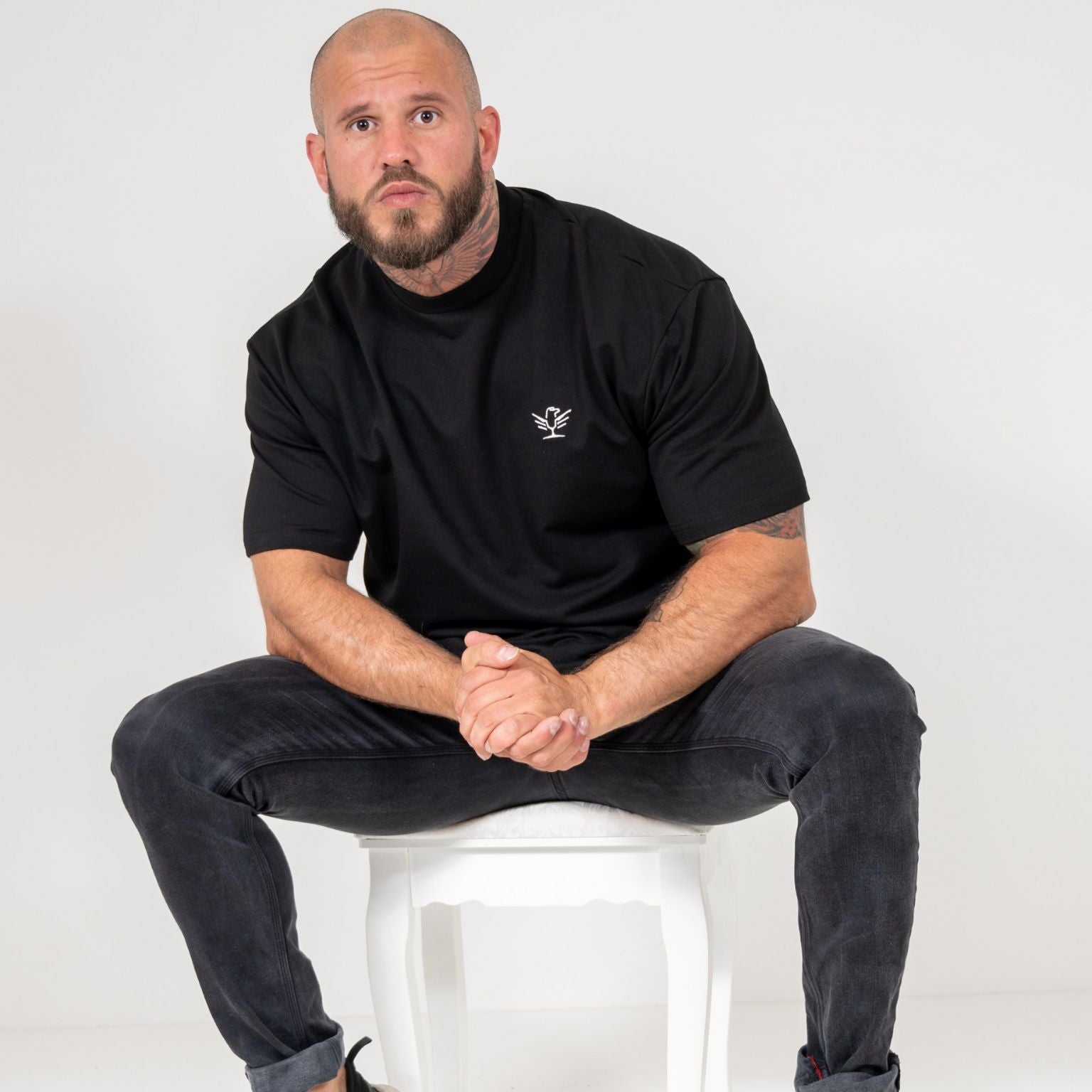 Black Embroidered Tee