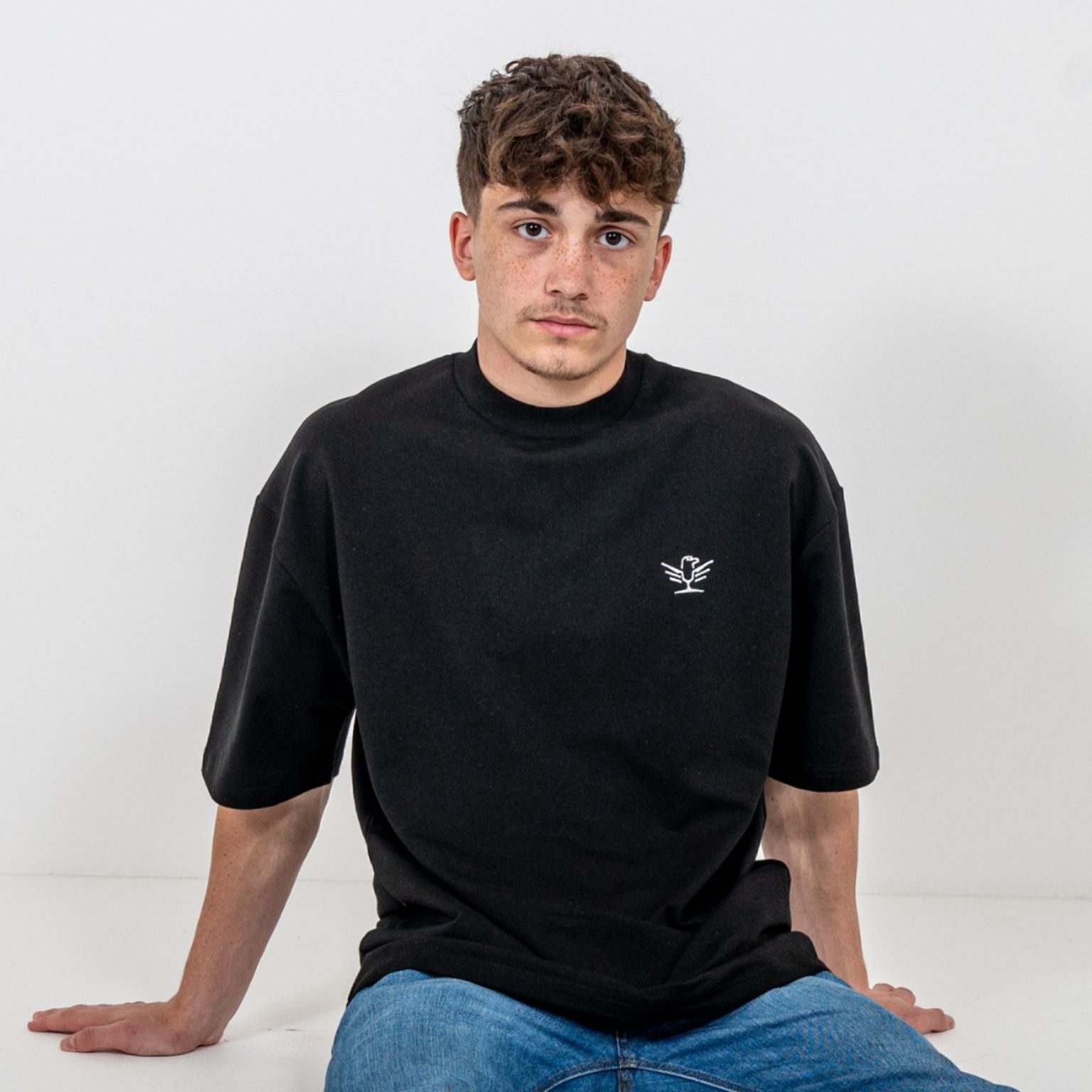 Black Embroidered Tee