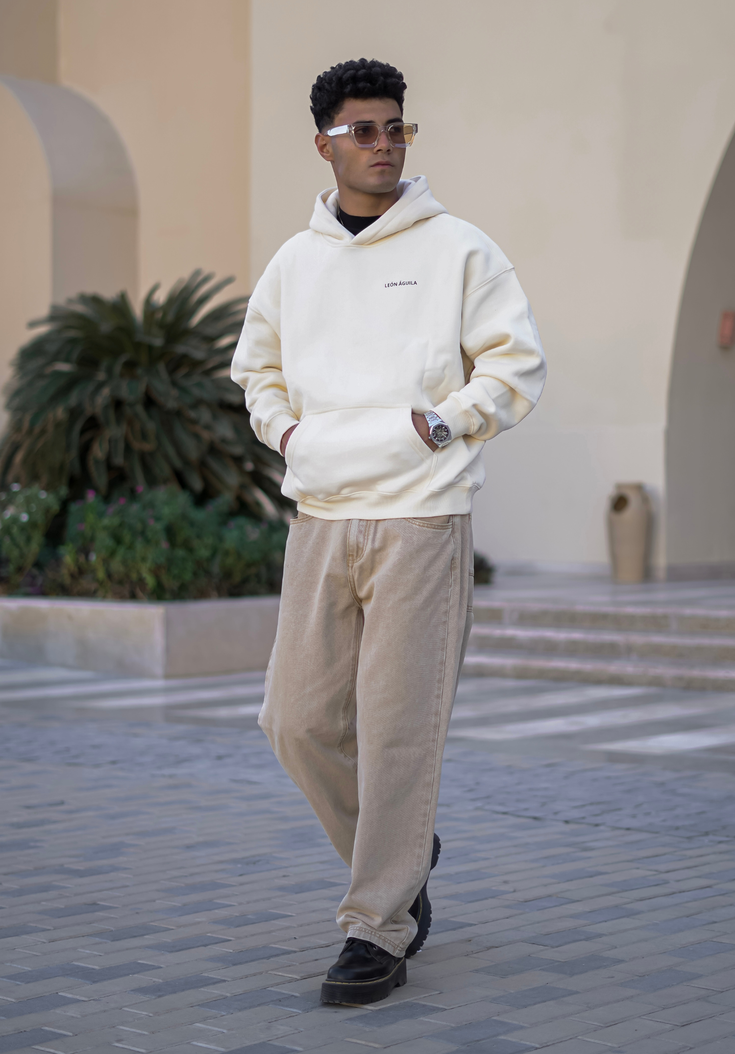 Beige Signature Hoodie